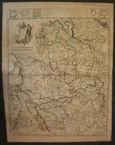 grenzkolorierte Kupferstichkarte Homann/Hubener La Westphalie 1742 Westfalen sf