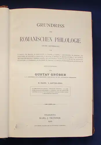 Gröber Grundriss der Romanischen Philologie 1902 2. Band 1. Abteilung js