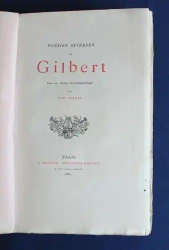 Perret Poesies Diverses De Gilbert 1882 Französische Poesie Paris js