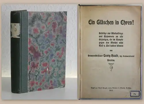 Haase Ein Gläschen in Ehren! Beiträge zur Alkoholfrage 1905 Alkoholsucht Drogen