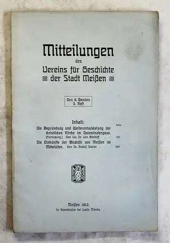 Mitteilungen Verein für Geschichte Meißen 8.Bd 1912 Kirche Ortskunde Sachsen xz