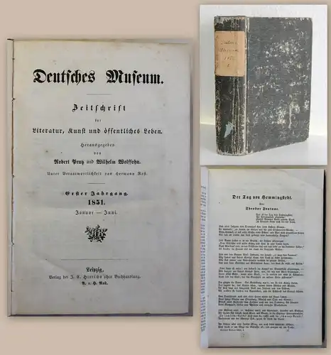 Prutz uW Deutsches Museum Zeitschrift für Literatur 1851 Fontane Hemmingstedt xz