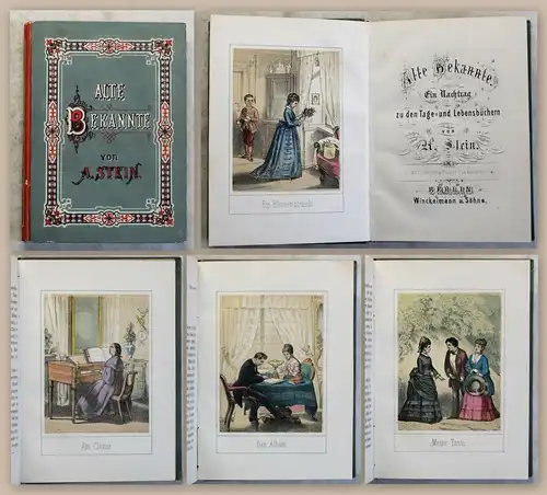 A. Stein Alte Bekannte 1860 mit 7 handkolorierten Lithografien Belletristik xz