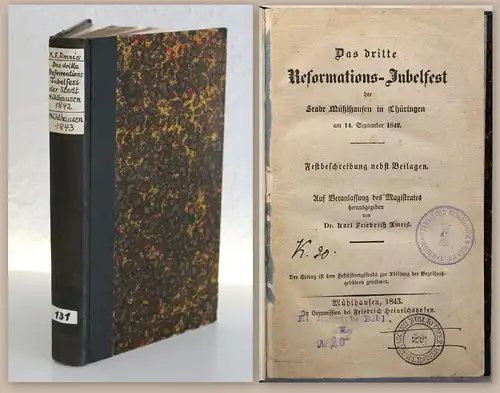 Geschichte 3. Reformations-Jubelfest Mühlhausen Thüringen 14. September 1842 xz