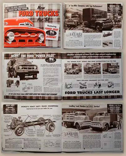Werbeprospekt Broschüre USA Ford Trucks V8 LKW Laster Transporter Automobil 1950