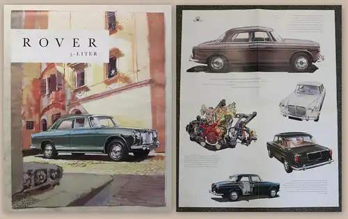 Werbeprospekt Broschüre Poster Rover 3-Liter um 1965 Automobil Oldtimer England