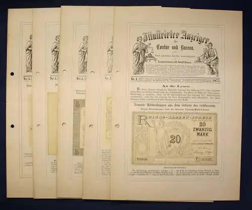 Henze Illustrierter Anzeiger über gefälschtes Papiergeld 5 Hefte 13. Jhg 1877 sf