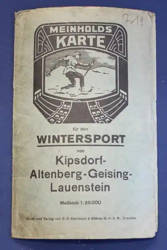 Karte für den Wintersport von Kipsdorf- Altenberg- Geising- Lauenstein 1910 js