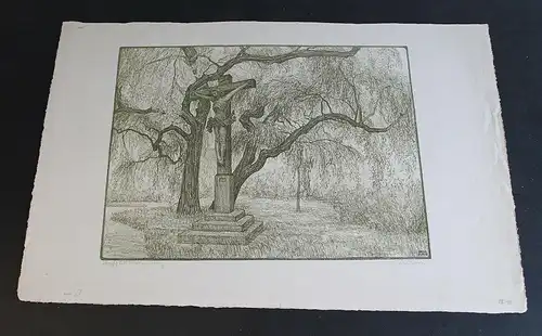 Ferdinand Steiniger Lithographie Kreuz St. Elisabeth Nürnberg 1916 Grafik xz