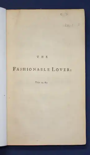 The Fashionable Lover a Comedy as it is Acted at the Theater- Royal 1772 js