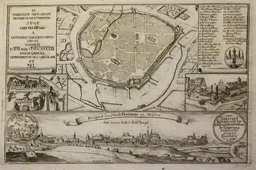 Kupferstichkarte von Bodenehr Prospect der Stadt Freyberg in Meißen 1743 sf