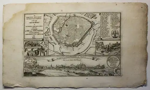 Kupferstichkarte von Bodenehr Prospect der Stadt Freyberg in Meißen 1743 sf