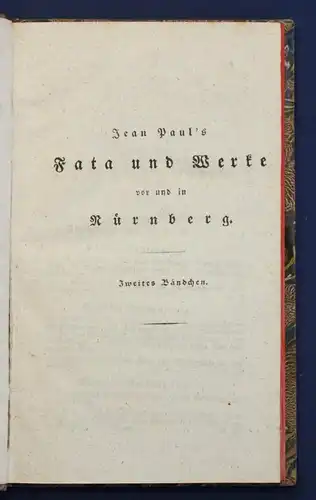 Jean Paul Sämmtliche Werke 19. Bd "Fata und Werk" 1826 Klassiker Belletristik sf