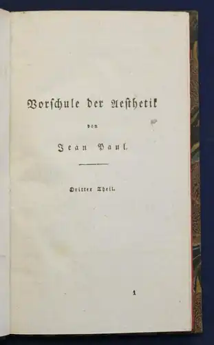 Jean Paul Sämmtliche Werke 43. Bd "Voschule der Aesthetik" 1827 Klassiker sf