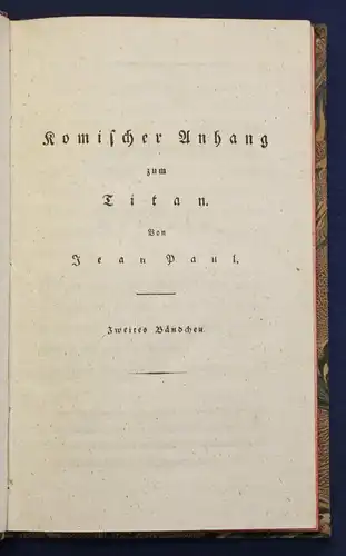 Jean Paul Sämmtliche Werke 32. Bd "Romischer Anhang zum Titan" 1827 Klassiker sf