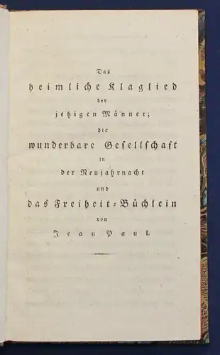 Jean Paul Sämmtliche Werke 39. Bd "Das heimliche Klaglied" 1827 Klassiker sf