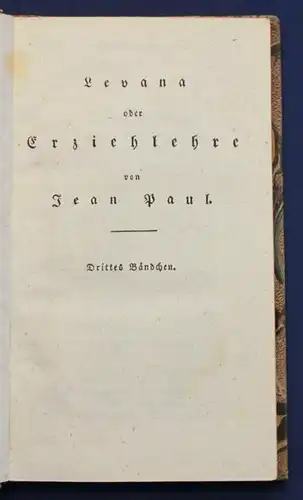 Jean Paul Sämmtliche Werke 38. Bd "levana oder Erziehlehre" 1827 Klassiker sf