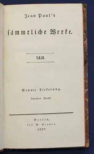 Jean Paul Sämmtliche Werke 42. Bd Vorschule der Aesthetik" 1827 Klassiker sf