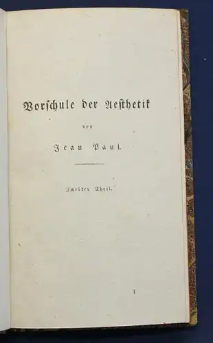 Jean Paul Sämmtliche Werke 42. Bd Vorschule der Aesthetik" 1827 Klassiker sf
