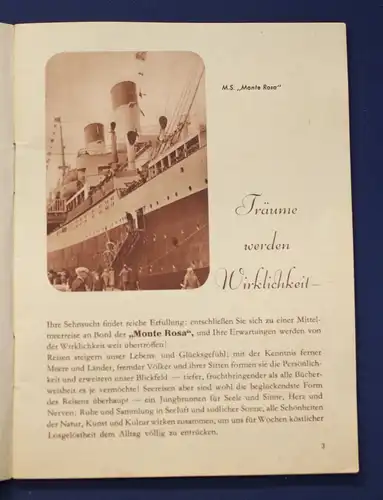 Billige Hamburg- Süd Mittelmeerreisen März bis Juni 1934 Or. Prospekt js