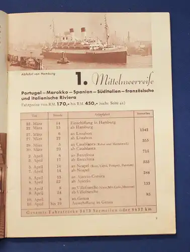 Billige Hamburg- Süd Mittelmeerreisen März bis Juni 1934 Or. Prospekt js