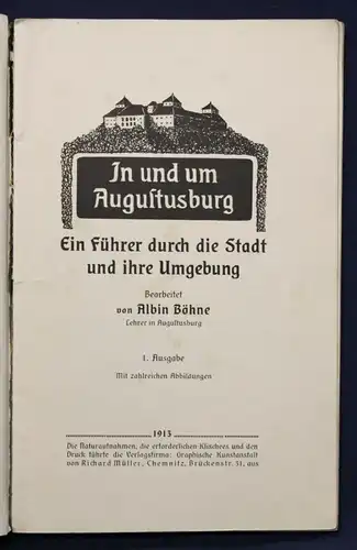 Böhne In und um Augustusburg 1913 EA Sachsen Saxonica Ortskunde Geografie sf