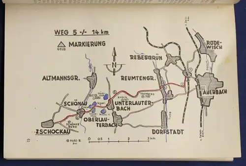 Kleiner Wanderführer für den Kreis Auerbach um 1950 Vogtland Ortskunde sf