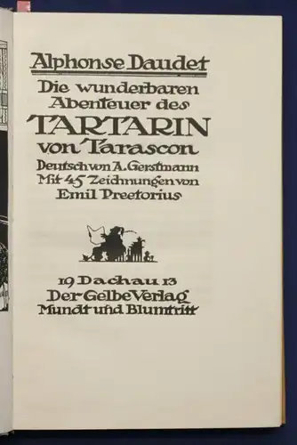 Daudet Die wunderbaren Abenteuer des Tartarin von Tarascon 1913 Belletristik sf