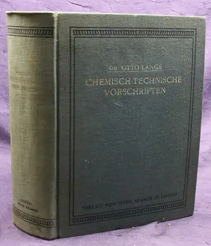 Lange Chemisch - Technische Vorschriften 1916 Nachschlagewerk Industrie sf
