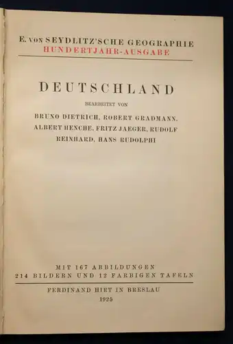 Krause/ Reinhard E. von Seydlitz'sche Geographie 3 Bde 1925 Europa Geschichte sf