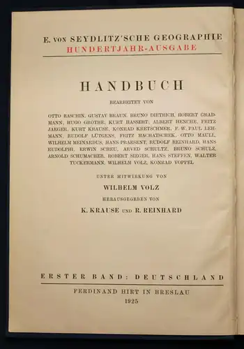 Krause/ Reinhard E. von Seydlitz'sche Geographie 3 Bde 1925 Europa Geschichte sf