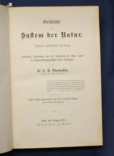 Thomassen Geschichte und System der Natur 1885 Wissen Naturwissen Entwicklung sf