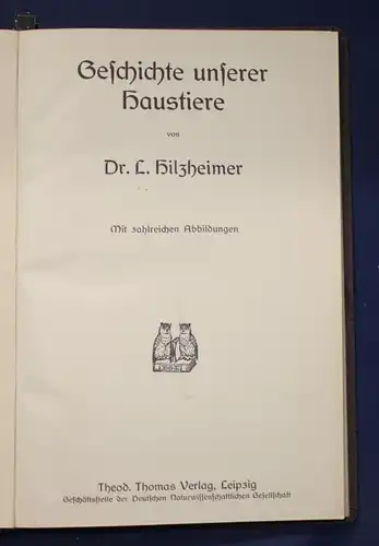 Hilzheimer Geschichte unserer Haustiere 1920 Wissenschaft Natur Tiere Flora js