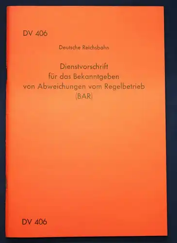 Dienstvorschrift für das Bekanntgeben von Abweichungen vom Regelbetrieb 1978 sf