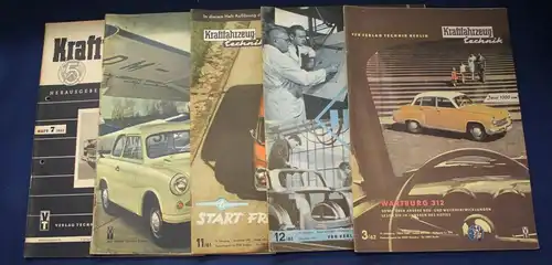 6 Hefte Kraftfahrzeugtechnik Konvolut 1953- 1962, 5 Hefte Technik Auto Pkw js