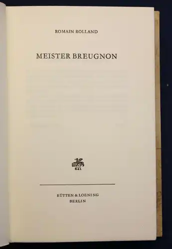 Rolland Meister Breugnon um 1975 Belletristik Klassiker Literatur Roman sf