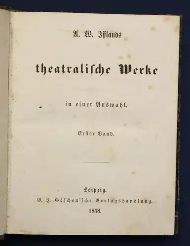 A.W. Ifflands theatralische Werke 10 in 5 Bde 1858 Belletristik Klassiker sf