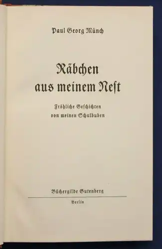 Münch Räbchen aus meinem Nest 1936 Halbkunstleder-Handeinband Georg Schuster sf