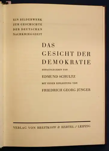 Schultz Das Gesicht der Demokratie 1931 Geschichte Halbpergament-Handeinband sf