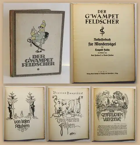 Fulda G'Wampet Feldscher Nothelferbuch für Wandervögel Bilder Friebus 1921 xz