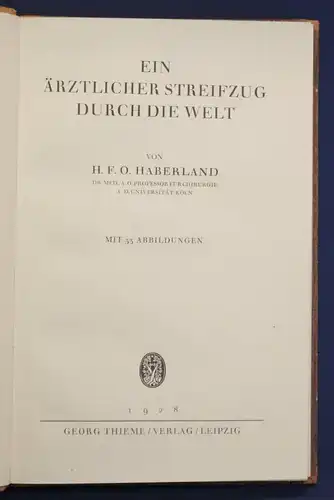 Haberland Ein ärztlicher Streifzug 1928 Halbleder-Handeinband Georg Schuster sf
