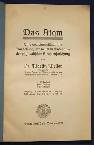 Original Prospekt von Weiler Das Atom 1922 Forschung Geschichte Technik sf