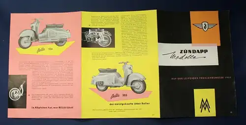 Or. Broschur Zündapp Werbesprospekt 1957 Leipziger Frühjahrsmesse Fachwissen js