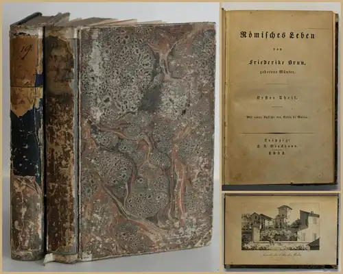 Brun, Friederike Römisches Leben. 2 Tle. in 2 Bde 1833 Belletristik Reise sf