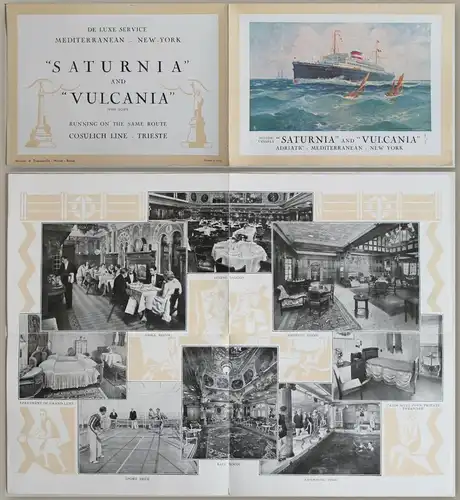 Prospekt Motorschiffe "Saturnia" und "Vulcania" -Atlantik Kreuzfahrt um 1935 xz