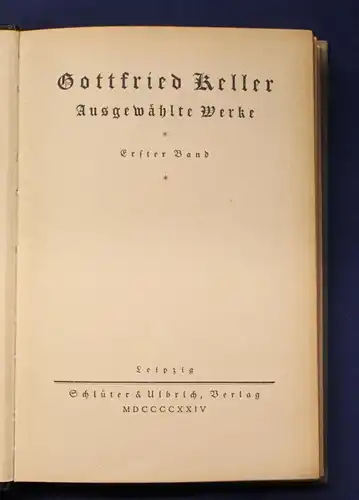 Gottfried Keller Ausgewählte Werke 1-4 komplett Belletristik Klassiker Lyrik js