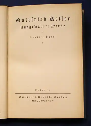 Gottfried Keller Ausgewählte Werke 1-4 komplett Belletristik Klassiker Lyrik js