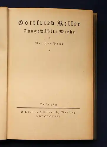 Gottfried Keller Ausgewählte Werke 1-4 komplett Belletristik Klassiker Lyrik js