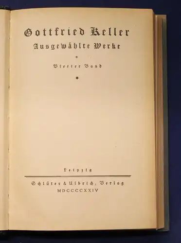 Gottfried Keller Ausgewählte Werke 1-4 komplett Belletristik Klassiker Lyrik js