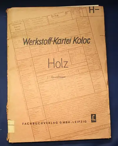 Koloc Werkstoff- Kartei Holz Grundmappe 37 Tafeln Beschreibungen Eigenschaft js